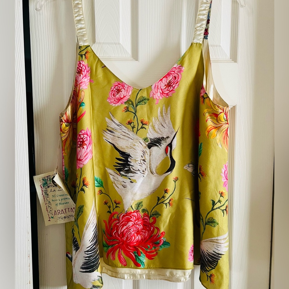 Aratta THE LEGEND OF THE CRANE Yellow Reversible Camisole NEW - Picture 7 of 10